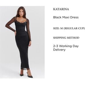 House of CB Black Long Sleeve Maxi Dress